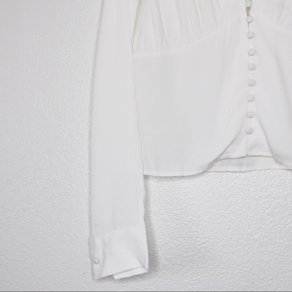 Reformation Fulham Long Sleeve Buttoned Ivory Top - Picture 5 of 7